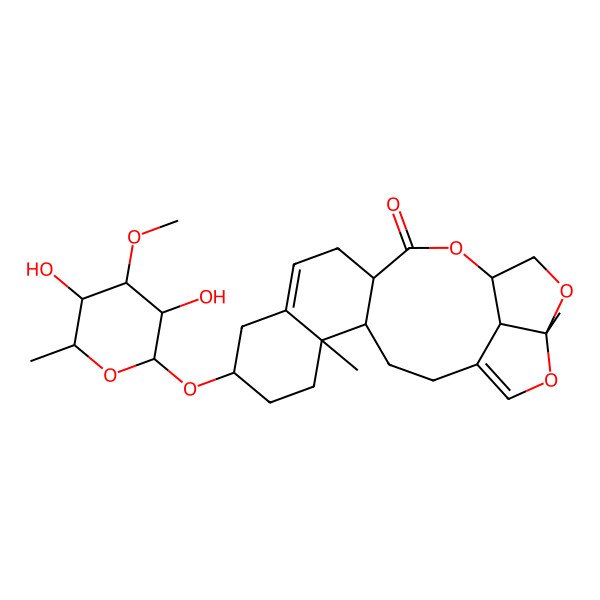2D Structure of (4S,5R,13R,16S,19R,22R)-8-[(2R)-3,5-dihydroxy-4-methoxy-6-methyloxan-2-yl]oxy-5,19-dimethyl-15,18,20-trioxapentacyclo[14.5.1.04,13.05,10.019,22]docosa-1(21),10-dien-14-one