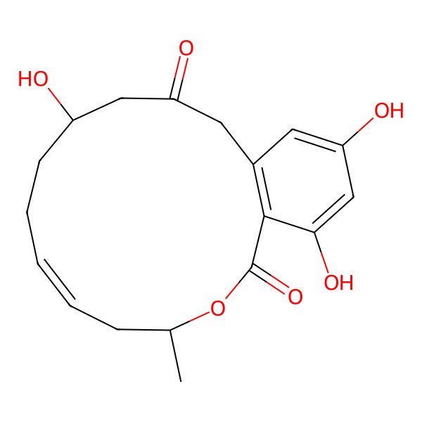 2D Structure of 10,16,18-Trihydroxy-4-methyl-3-oxabicyclo[12.4.0]octadeca-1(14),6,15,17-tetraene-2,12-dione
