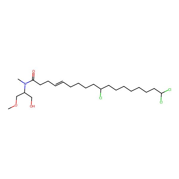 2D Structure of 10,18,18-trichloro-N-(1-hydroxy-3-methoxypropan-2-yl)-N-methyloctadec-4-enamide