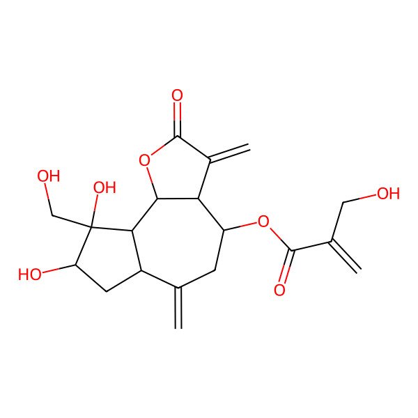 2D Structure of [8,9-Dihydroxy-9-(hydroxymethyl)-3,6-dimethylidene-2-oxo-3a,4,5,6a,7,8,9a,9b-octahydroazuleno[4,5-b]furan-4-yl] 2-(hydroxymethyl)prop-2-enoate