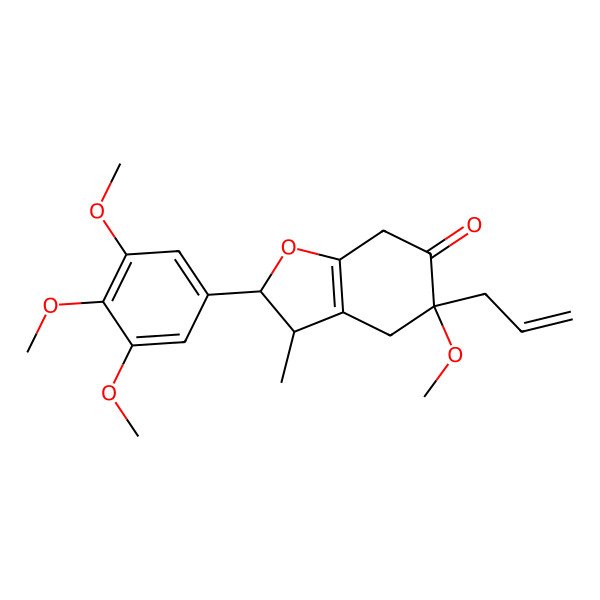 2D Structure of (2S,3S,5R)-5-methoxy-3-methyl-5-prop-2-enyl-2-(3,4,5-trimethoxyphenyl)-2,3,4,7-tetrahydro-1-benzofuran-6-one