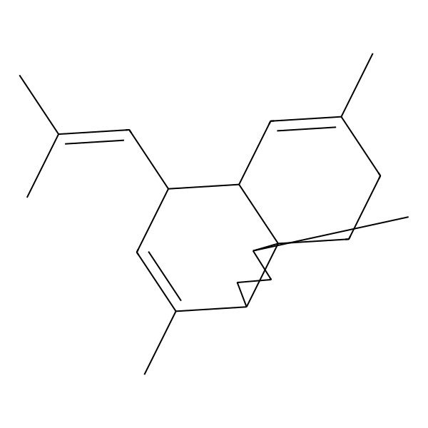 2D Structure of (1R,3aR,6R,6aS,10aS)-1,4,8-trimethyl-6-(2-methylprop-1-enyl)-1,2,3,3a,6,6a,9,10-octahydrocyclopenta[j]naphthalene