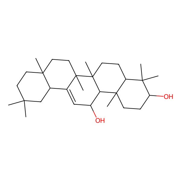 2D Structure of (3S,6aR,6bS,8aR,14R,14bS)-4,4,6a,6b,8a,11,11,14b-octamethyl-1,2,3,4a,5,6,7,8,9,10,12,12a,14,14a-tetradecahydropicene-3,14-diol