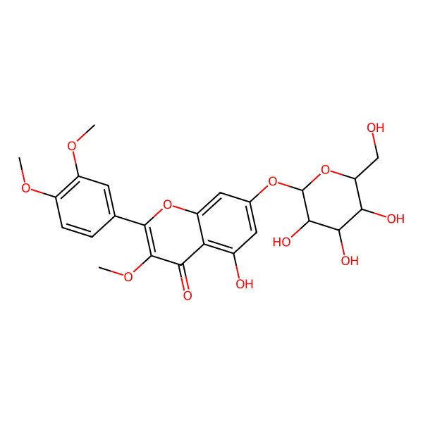 2D Structure of 2-(3,4-Dimethoxyphenyl)-5-hydroxy-3-methoxy-7-[3,4,5-trihydroxy-6-(hydroxymethyl)oxan-2-yl]oxychromen-4-one