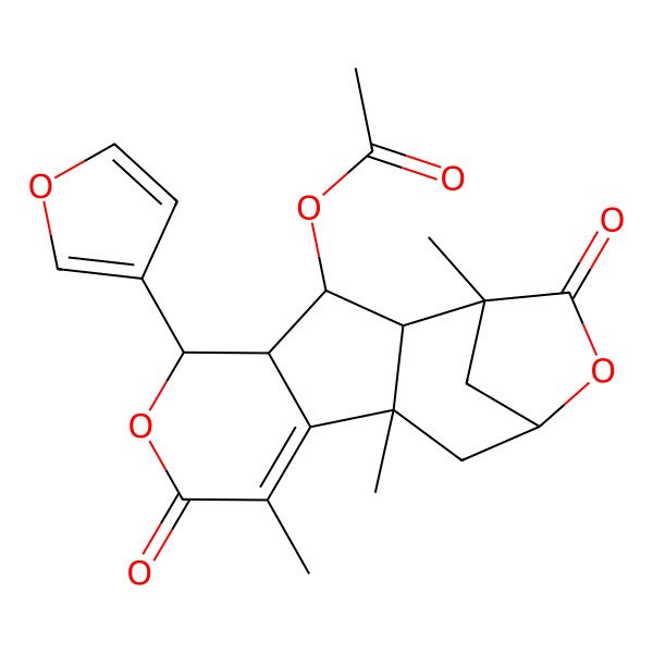 2D Structure of [(1S,2S,3R,4R,5S,10S,12S)-5-(furan-3-yl)-1,8,10-trimethyl-7,14-dioxo-6,13-dioxatetracyclo[10.2.1.02,10.04,9]pentadec-8-en-3-yl] acetate