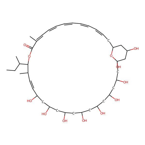 2D Structure of (3E,5E,7E,9E,11E,17E)-15-butan-2-yl-19,21,23,25,27,29,31,33,35-nonahydroxy-12,16-dimethyl-14,37-dioxabicyclo[31.3.1]heptatriaconta-3,5,7,9,11,17-hexaen-13-one