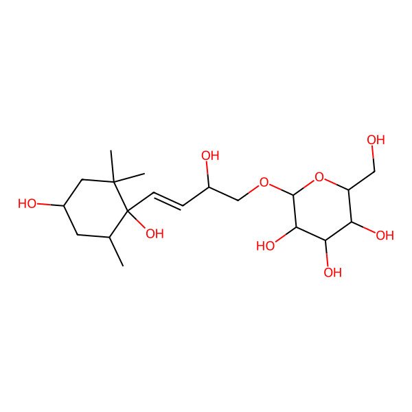 2D Structure of 2-[4-(1,4-Dihydroxy-2,2,6-trimethylcyclohexyl)-2-hydroxybut-3-enoxy]-6-(hydroxymethyl)oxane-3,4,5-triol