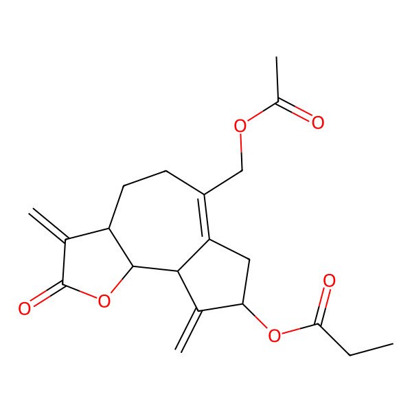 2D Structure of [6-(acetyloxymethyl)-3,9-dimethylidene-2-oxo-4,5,7,8,9a,9b-hexahydro-3aH-azuleno[4,5-b]furan-8-yl] propanoate
