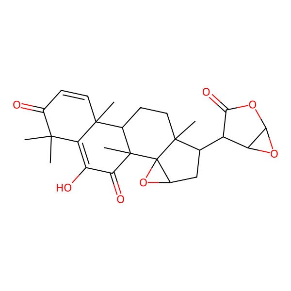 2D Structure of (1R,2R,4R,6S,7S,10R,11S)-17-hydroxy-1,7,11,15,15-pentamethyl-6-[(1S,4R,5R)-3-oxo-2,6-dioxabicyclo[3.1.0]hexan-4-yl]-3-oxapentacyclo[8.8.0.02,4.02,7.011,16]octadeca-12,16-diene-14,18-dione