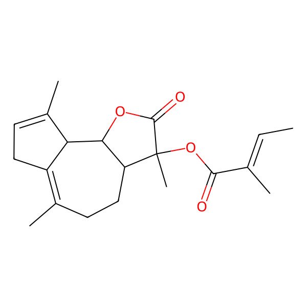 2D Structure of [(3R,3aR,9aS,9bS)-3,6,9-trimethyl-2-oxo-3a,4,5,7,9a,9b-hexahydroazuleno[4,5-b]furan-3-yl] (Z)-2-methylbut-2-enoate