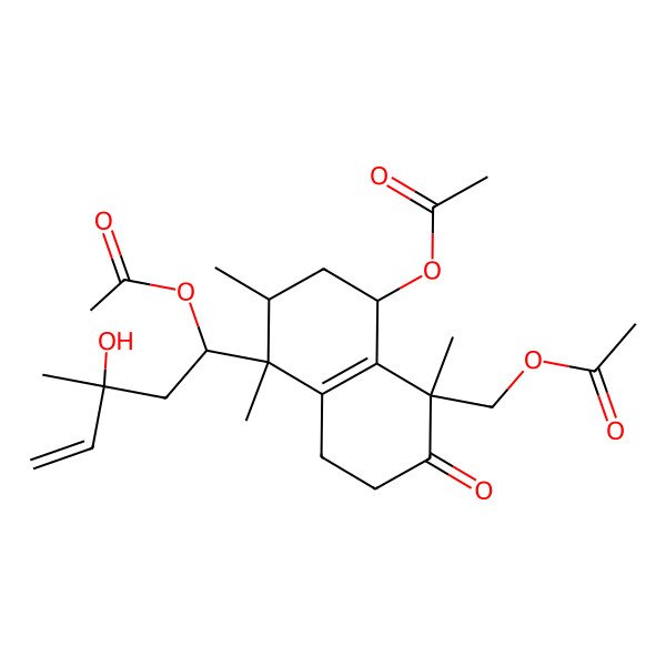 2D Structure of [8-acetyloxy-5-(1-acetyloxy-3-hydroxy-3-methylpent-4-enyl)-1,5,6-trimethyl-2-oxo-4,6,7,8-tetrahydro-3H-naphthalen-1-yl]methyl acetate