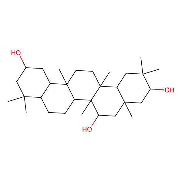 2D Structure of 4,4,6a,6b,8a,11,11,14a-Octamethyl-1,2,3,4a,5,6,6a,7,8,9,10,12,12a,13,14,14b-hexadecahydropicene-2,7,10-triol