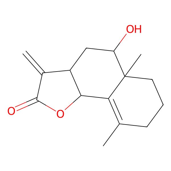 2D Structure of (3aS,5S,5aS,9bR)-5-hydroxy-5a,9-dimethyl-3-methylidene-4,5,6,7,8,9b-hexahydro-3aH-benzo[g][1]benzofuran-2-one