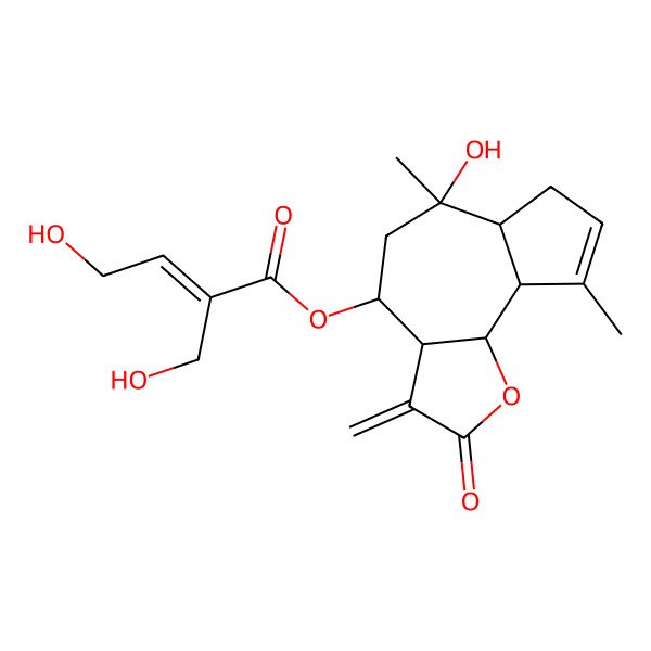 2D Structure of (6-hydroxy-6,9-dimethyl-3-methylidene-2-oxo-4,5,6a,7,9a,9b-hexahydro-3aH-azuleno[4,5-b]furan-4-yl) 4-hydroxy-2-(hydroxymethyl)but-2-enoate
