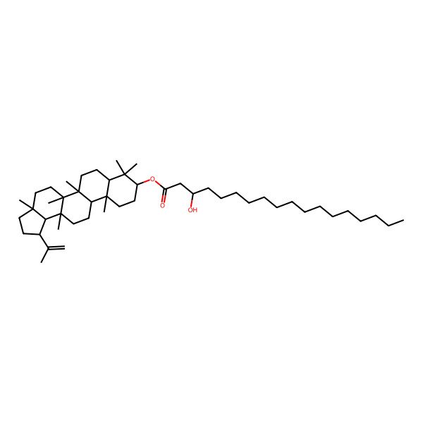 2D Structure of [(1R,3aR,5aS,5bR,9S,11aR,13aR)-3a,5a,5b,8,8,11a,13a-heptamethyl-1-prop-1-en-2-yl-2,3,4,5,6,7,7a,9,10,11,11b,12,13,13b-tetradecahydro-1H-cyclopenta[a]chrysen-9-yl] 3-hydroxyoctadecanoate