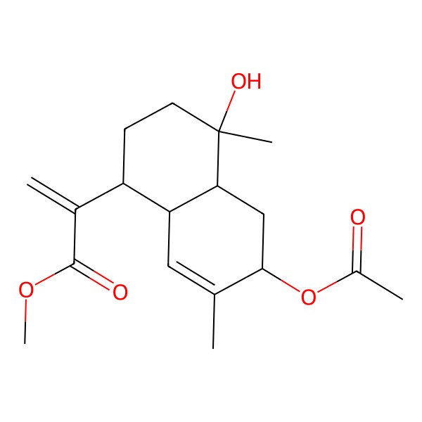 2D Structure of methyl 2-[(1R,4R,4aR,6S,8aS)-6-acetyloxy-4-hydroxy-4,7-dimethyl-2,3,4a,5,6,8a-hexahydro-1H-naphthalen-1-yl]prop-2-enoate