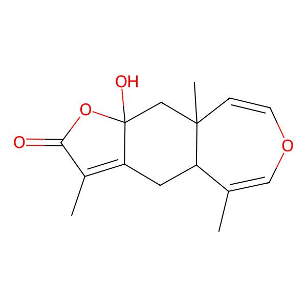 2D Structure of 10a-hydroxy-3,5,9a-trimethyl-4a,10-dihydro-4H-furo[3,2-h][3]benzoxepin-2-one