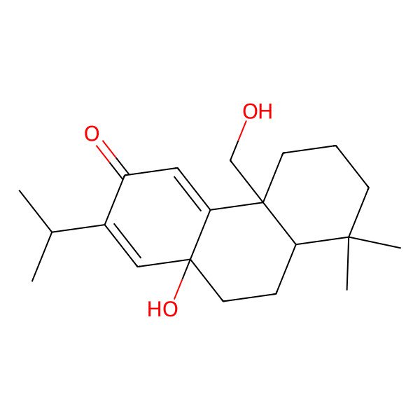 2D Structure of 10a-Hydroxy-4b-(hydroxymethyl)-8,8-dimethyl-2-propan-2-yl-5,6,7,8a,9,10-hexahydrophenanthren-3-one