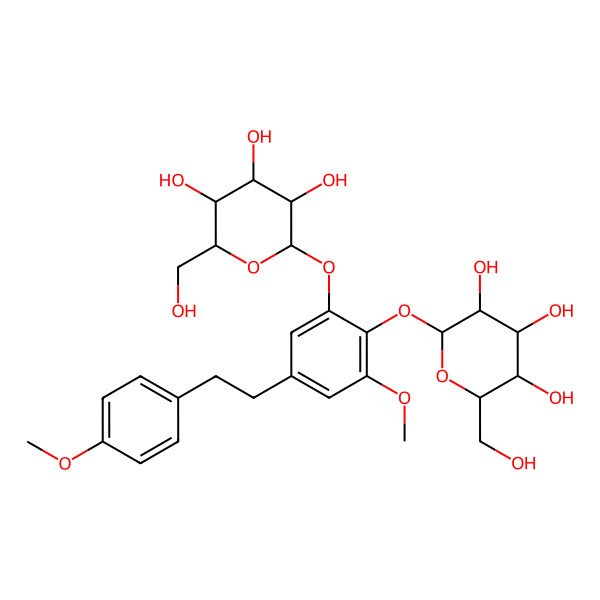 2D Structure of 2-(Hydroxymethyl)-6-[3-methoxy-5-[2-(4-methoxyphenyl)ethyl]-2-[3,4,5-trihydroxy-6-(hydroxymethyl)oxan-2-yl]oxyphenoxy]oxane-3,4,5-triol