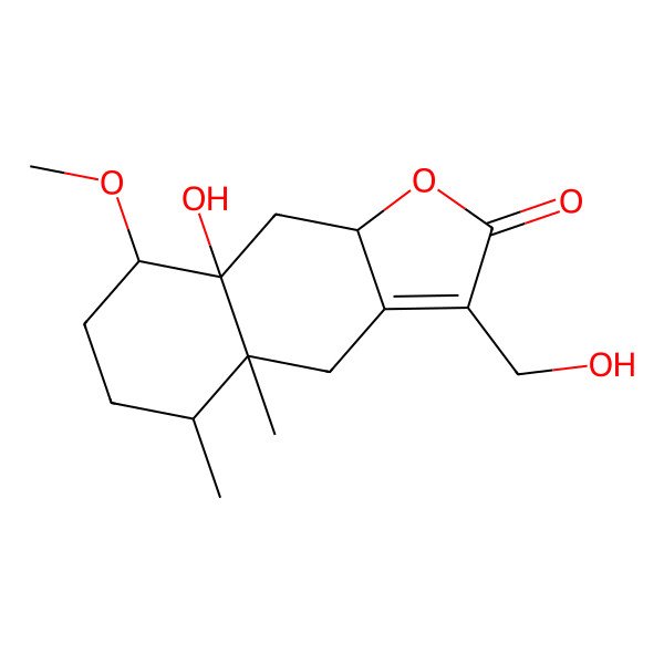 2D Structure of 10alpha,13-Dihydroxy-1beta-methoxyeremophil-7(11)-en-12,8beta-olide
