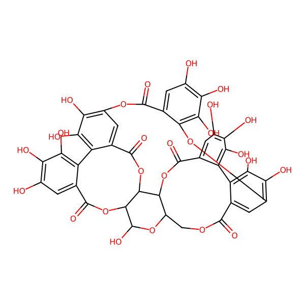 2D Structure of (7R,9S,10R,27S,28R)-9,15,16,17,20,21,33,34,35,38,39,42,43,44-tetradecahydroxy-5,8,11,26,29,40,48-heptaoxanonacyclo[20.17.9.03,37.07,28.010,27.013,18.019,24.031,36.041,46]octatetraconta-1(39),2,13,15,17,19,21,23,31,33,35,37,41,43,45-pentadecaene-4,12,25,30,47-pentone