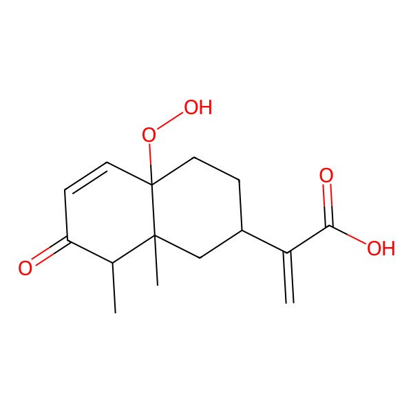 2D Structure of 10beta-Hydroperoxy-3-oxoeremophila-1,11(13)-dien-12-oic acid