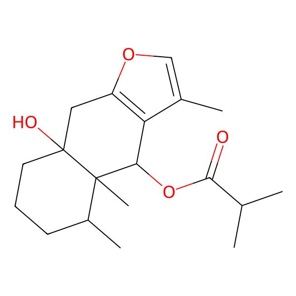 2D Structure of 10beta-Hydroxy-6beta-isobutyrylfuranoeremophilane