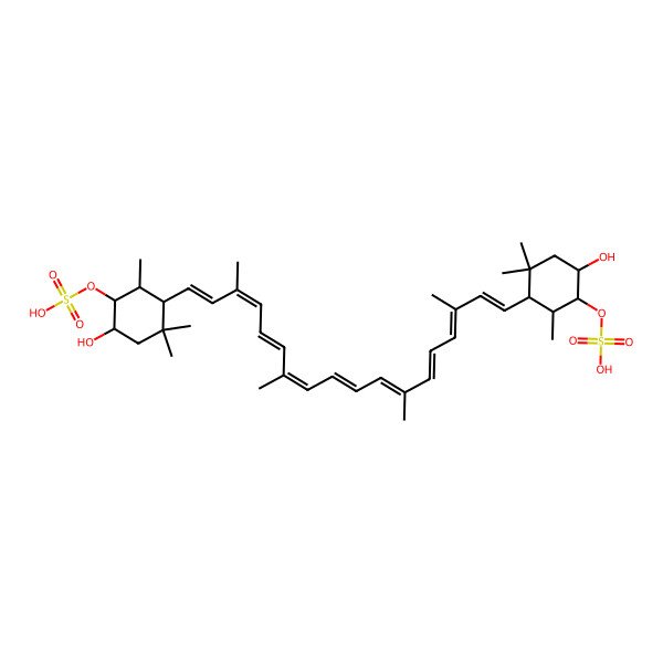 2D Structure of [(1S,2R,3R,6R)-6-hydroxy-3-[(1E,3E,5E,7E,9E,11E,13E,15E,17E)-18-[(1R,4R,5S,6R)-4-hydroxy-2,2,6-trimethyl-5-sulfooxycyclohexyl]-3,7,12,16-tetramethyloctadeca-1,3,5,7,9,11,13,15,17-nonaenyl]-2,4,4-trimethylcyclohexyl] hydrogen sulfate