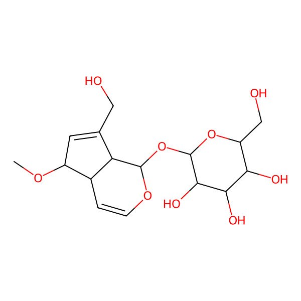 2D Structure of (2S,3R,4S,5S,6R)-2-[[(1S,4aR,5S,7aS)-7-(hydroxymethyl)-5-methoxy-1,4a,5,7a-tetrahydrocyclopenta[c]pyran-1-yl]oxy]-6-(hydroxymethyl)oxane-3,4,5-triol