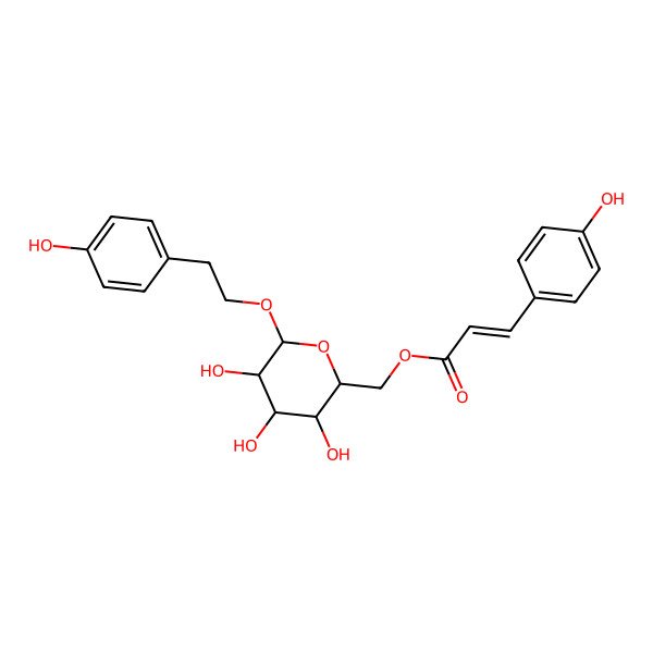 2D Structure of [(2R,3S,4S,5R,6R)-3,4,5-trihydroxy-6-[2-(4-hydroxyphenyl)ethoxy]oxan-2-yl]methyl 3-(4-hydroxyphenyl)prop-2-enoate
