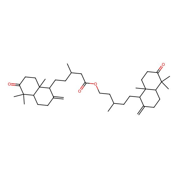 2D Structure of [5-[(1S,4aR,8aR)-5,5,8a-trimethyl-2-methylidene-6-oxo-1,3,4,4a,7,8-hexahydronaphthalen-1-yl]-3-methylpentyl] 5-[(1S,4aR,8aR)-5,5,8a-trimethyl-2-methylidene-6-oxo-1,3,4,4a,7,8-hexahydronaphthalen-1-yl]-3-methylpentanoate