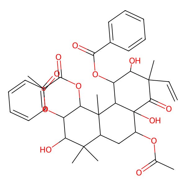 2D Structure of (6,10-diacetyloxy-5-benzoyloxy-2-ethenyl-3,7,10a-trihydroxy-2,4b,8,8-tetramethyl-1-oxo-4,4a,5,6,7,8a,9,10-octahydro-3H-phenanthren-4-yl) benzoate 2D Structure of (6,10-diacetyloxy-5-benzoyloxy-2-ethenyl-3,7,10a-trihydroxy-2,4b,8,8-tetramethyl-1-oxo-4,4a,5,6,7,8a,9,10-octahydro-3H-phenanthren-4-yl) benzoate