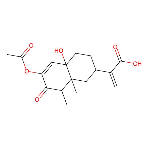 2D Structure of 2-[(2R,4aR,8R,8aR)-6-acetyloxy-4a-hydroxy-8,8a-dimethyl-7-oxo-2,3,4,8-tetrahydro-1H-naphthalen-2-yl]prop-2-enoic acid