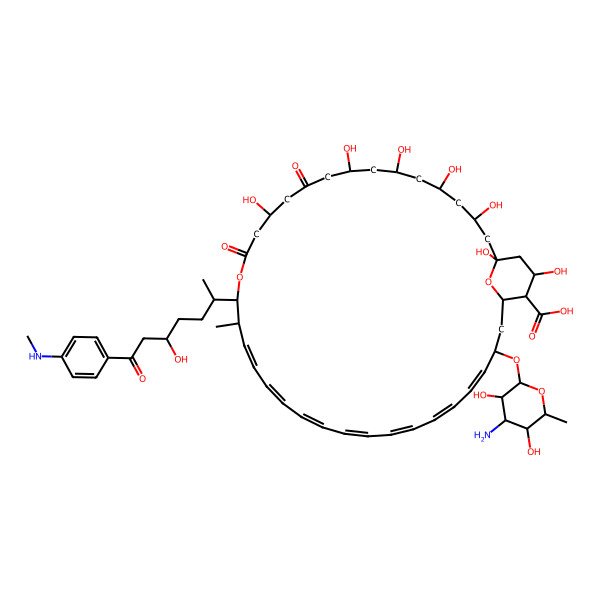 2D Structure of (19Z,21Z,23Z,25Z,27Z,29Z,31Z)-33-[(2R,3S,4S,5S,6R)-4-amino-3,5-dihydroxy-6-methyloxan-2-yl]oxy-1,3,5,7,9,13,37-heptahydroxy-17-[5-hydroxy-7-[4-(methylamino)phenyl]-7-oxoheptan-2-yl]-18-methyl-11,15-dioxo-16,39-dioxabicyclo[33.3.1]nonatriaconta-19,21,23,25,27,29,31-heptaene-36-carboxylic acid