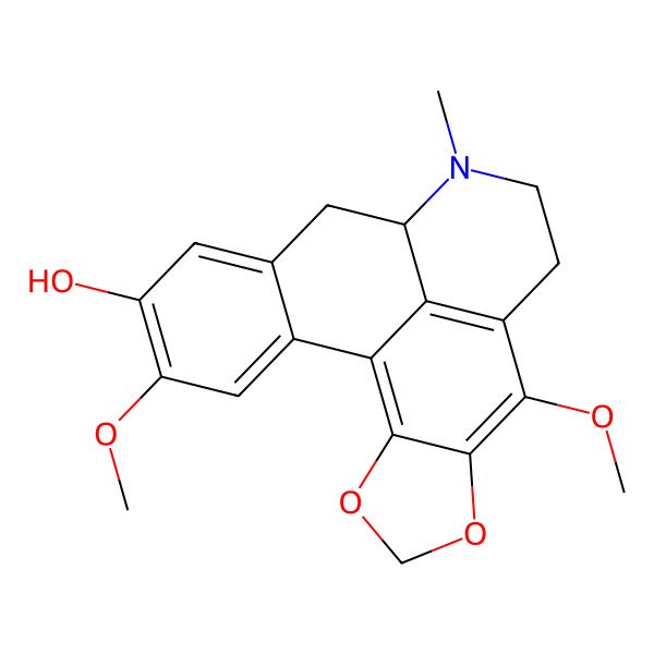 2D Structure of 7,17-Dimethoxy-11-methyl-3,5-dioxa-11-azapentacyclo[10.7.1.02,6.08,20.014,19]icosa-1,6,8(20),14,16,18-hexaen-16-ol