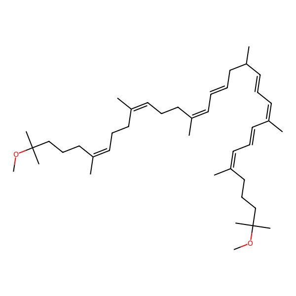 2D Structure of (6E,8E,10E,12E,14R,16E,18E,22E,26E)-2,31-dimethoxy-2,6,10,14,19,23,27,31-octamethyldotriaconta-6,8,10,12,16,18,22,26-octaene