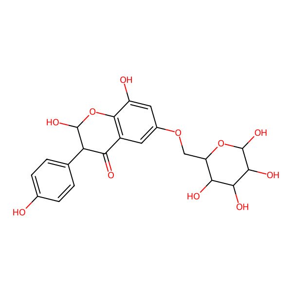 2D Structure of 2,8-Dihydroxy-3-(4-hydroxyphenyl)-6-[(3,4,5,6-tetrahydroxyoxan-2-yl)methoxy]-2,3-dihydrochromen-4-one