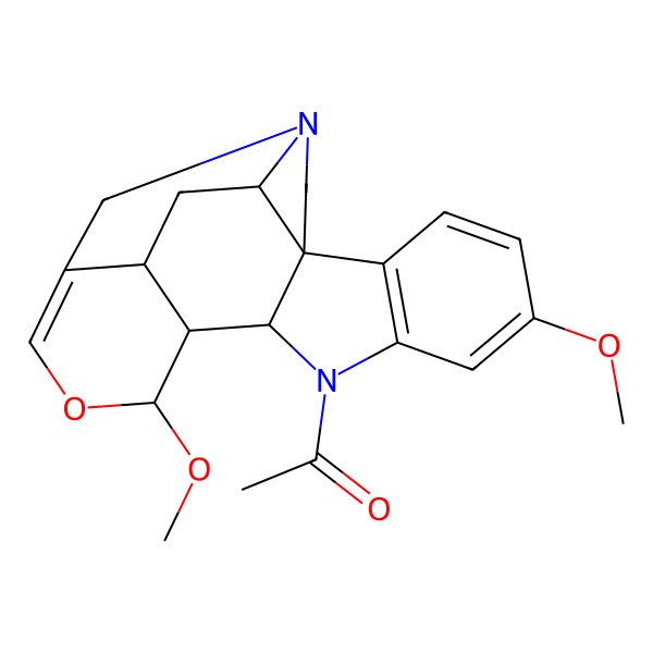2D Structure of 1-[(4R,12S,13R,14S,18R,20S)-8,14-dimethoxy-15-oxa-1,11-diazahexacyclo[15.3.1.04,12.04,20.05,10.013,18]henicosa-5(10),6,8,16-tetraen-11-yl]ethanone