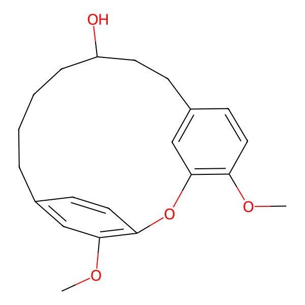 2D Structure of (10R)-4,17-dimethoxy-2-oxatricyclo[13.2.2.13,7]icosa-1(17),3,5,7(20),15,18-hexaen-10-ol