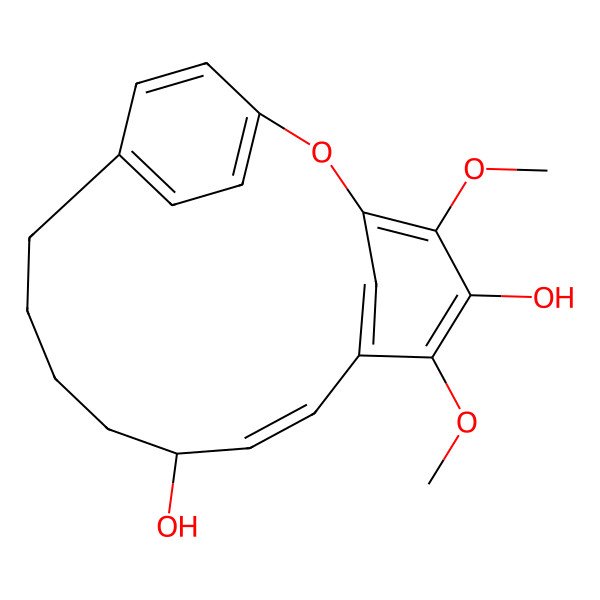 2D Structure of (10R)-4,6-dimethoxy-2-oxatricyclo[13.2.2.13,7]icosa-1(17),3,5,7(20),8,15,18-heptaene-5,10-diol