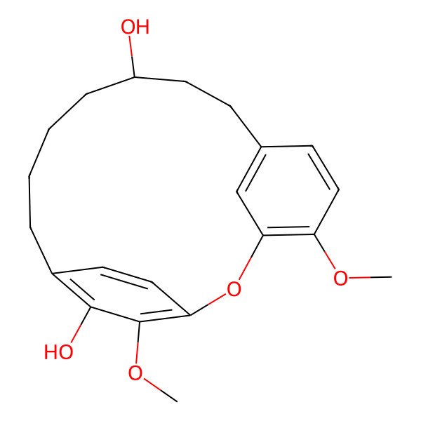 2D Structure of (10S)-4,17-dimethoxy-2-oxatricyclo[13.2.2.13,7]icosa-1(17),3,5,7(20),15,18-hexaene-10,16-diol