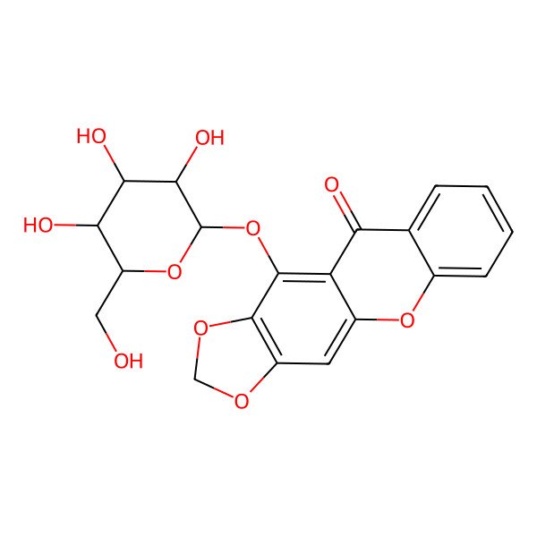 2D Structure of 11-[3,4,5-Trihydroxy-6-(hydroxymethyl)oxan-2-yl]oxy-[1,3]dioxolo[4,5-b]xanthen-10-one