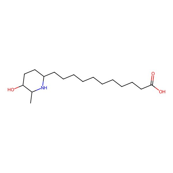 2D Structure of 11-(5-Hydroxy-6-methylpiperidin-2-yl)undecanoic acid 2D Structure of 11-(5-Hydroxy-6-methylpiperidin-2-yl)undecanoic acid