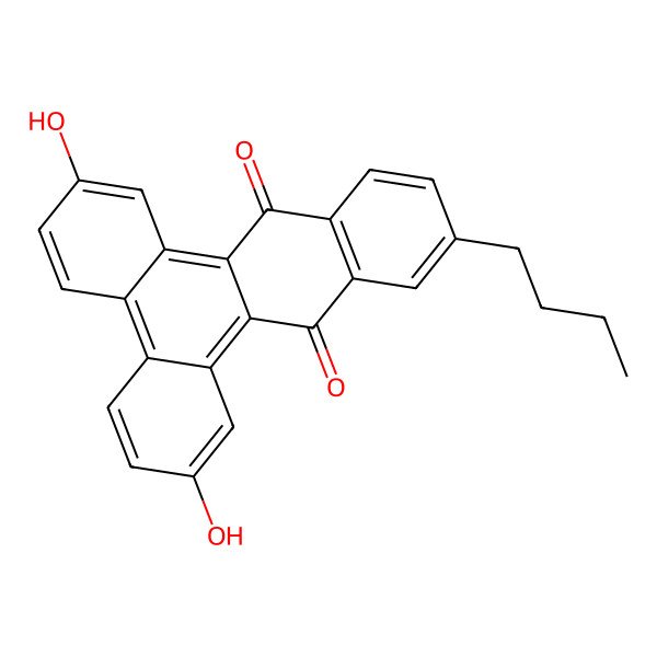 2D Structure of 11-Butyl-2,7-dihydroxybenzo[b]triphenylene-9,14-dione