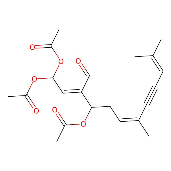 2D Structure of (1,1-Diacetyloxy-3-formyl-7,11-dimethyldodeca-2,6,10-trien-8-yn-4-yl) acetate