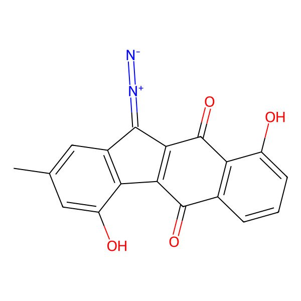 2D Structure of 4,9-Dihydroxy-11-diazo-2-methyl-5H-benzo(b)fluorene-5,10(11H)-dione