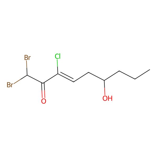 2D Structure of 1,1-Dibromo-3-chloro-6-hydroxynon-3-en-2-one