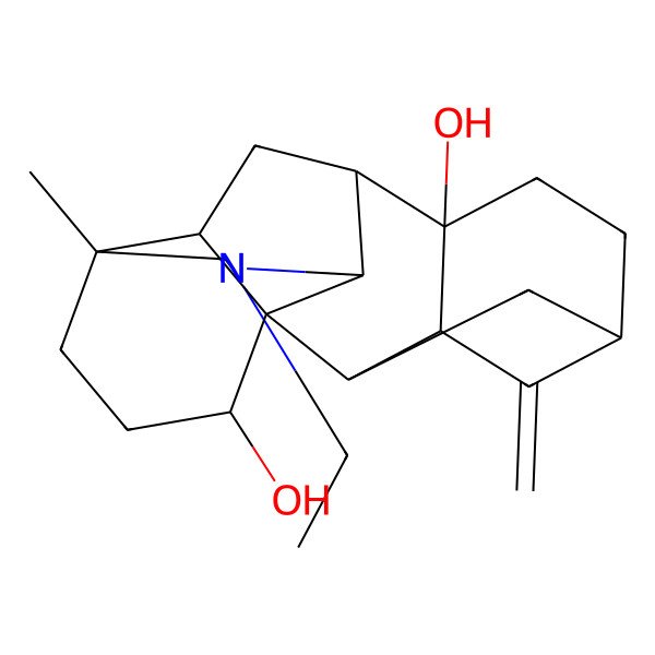 2D Structure of 11-Ethyl-13-methyl-4-methylidene-11-azahexacyclo[7.7.2.12,5.01,10.03,8.013,17]nonadecane-8,16-diol