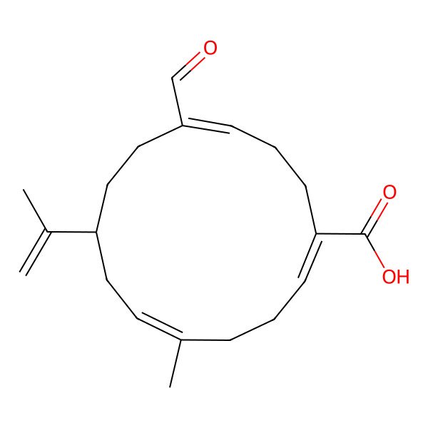 2D Structure of 11-Formyl-5-methyl-8-prop-1-en-2-ylcyclotetradeca-1,5,11-triene-1-carboxylic acid 2D Structure of 11-Formyl-5-methyl-8-prop-1-en-2-ylcyclotetradeca-1,5,11-triene-1-carboxylic acid