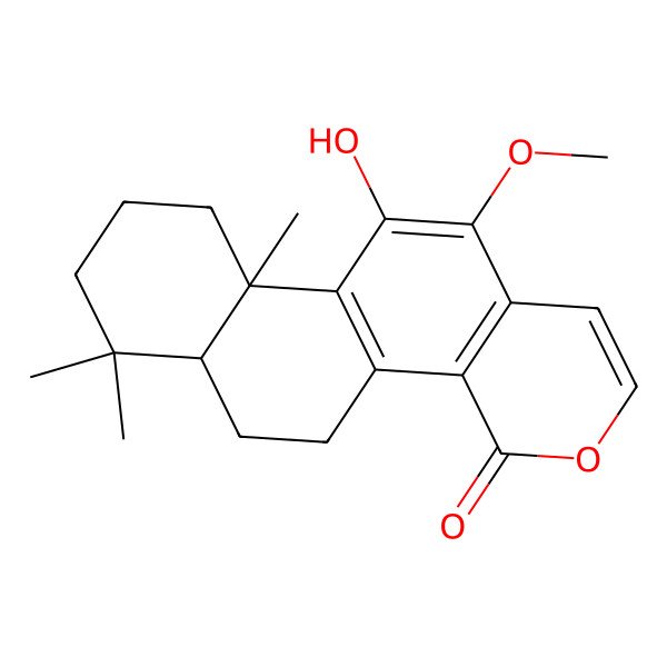 2D Structure of 11-Hydroxy-12-methoxy-7,7,10a-trimethyl-5,6,6a,8,9,10-hexahydronaphtho[1,2-h]isochromen-4-one